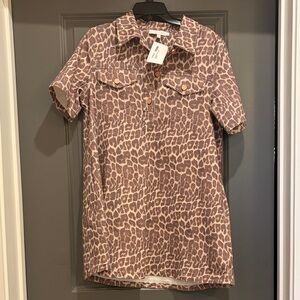 Karlie Denim Leopard Print Dress- NWT🌟